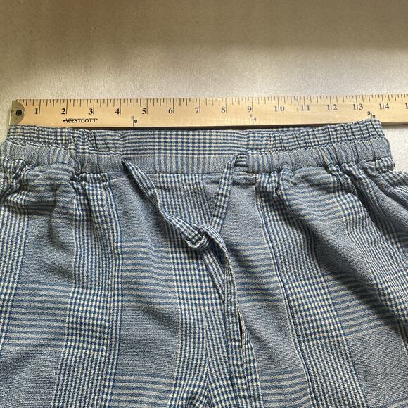 Etro Pants Womens 46 Blue Tan Plaid Trousers‎ Cropped Drawstring Pockets Italy - Picture 6 of 10